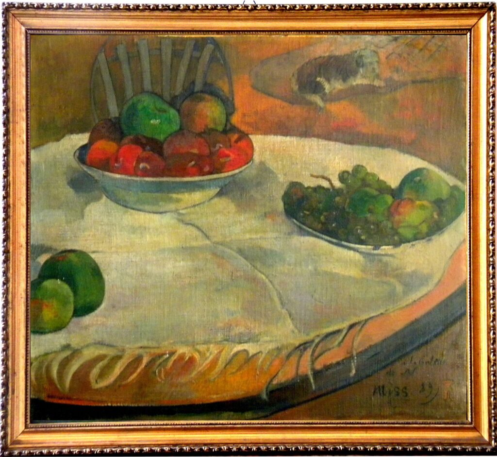 Fruits on a Table or Still Life with a Small Dog - Paul Gauguin