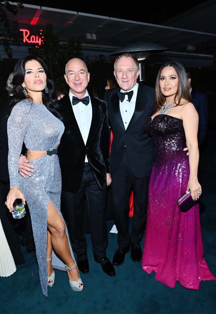 Lauren Sanchez, Jeff Bezos, François-Henri Pinault, and Salma Hayek Pinault. Guests included pals like actress Salma Hayek, (shown here with her husband François-Henri Pinault).