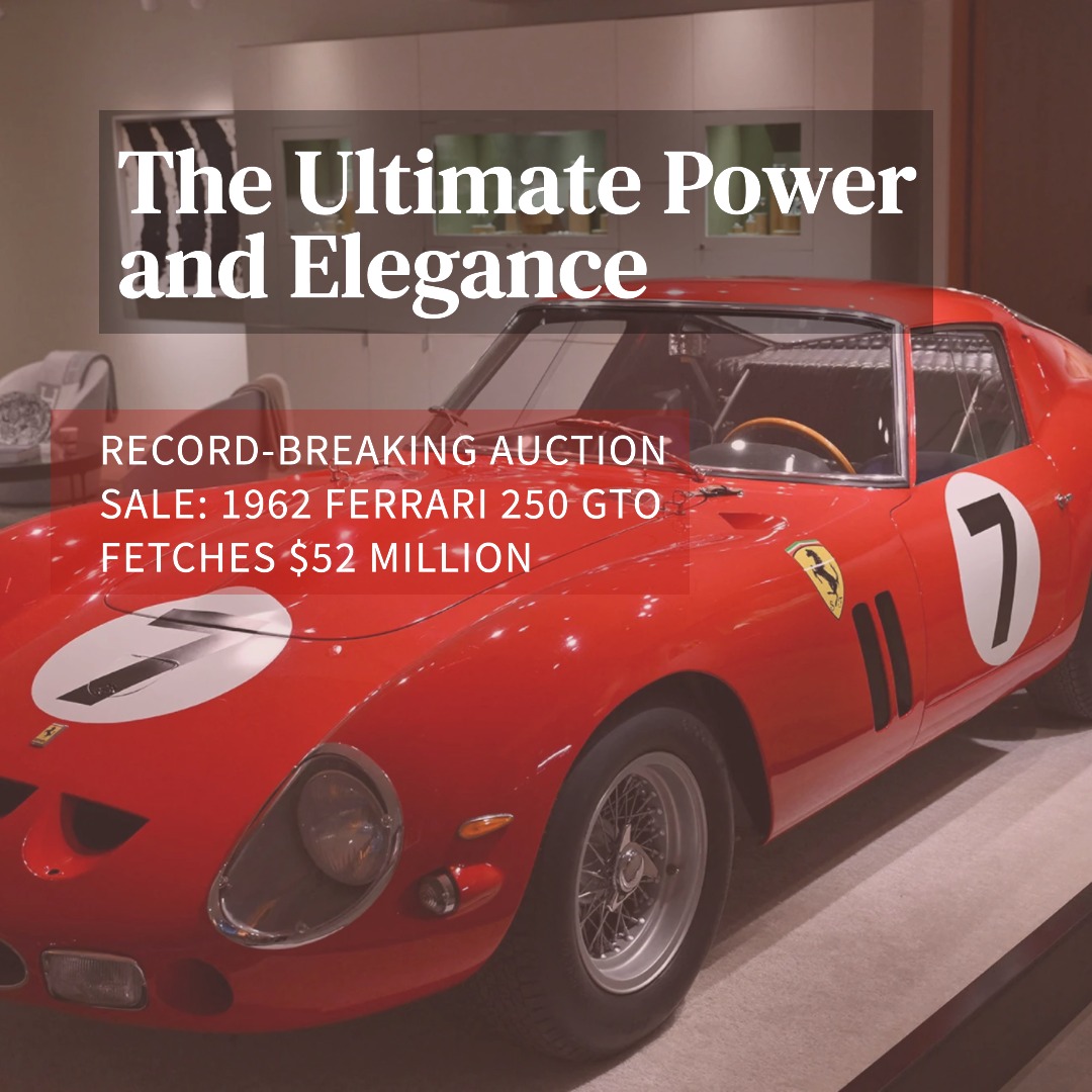 Record-Breaking Auction Sale: 1962 Ferrari 250 GTO Fetches $52 Million