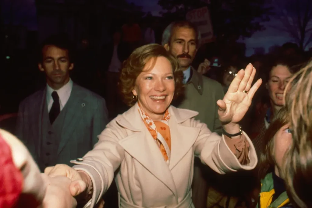 First lady Rosalynn Carter greets people at a campaign event in New Hampshire on Oct. 24, 1979.Diana Walker / Getty Images file