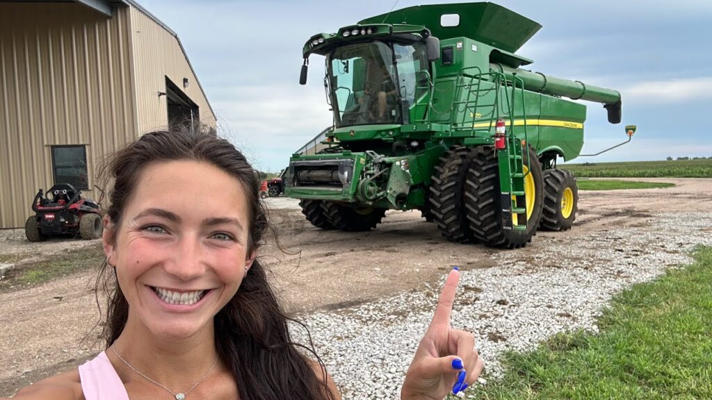 Laura Carlson farm Pulling The Combine Out Of The Shed