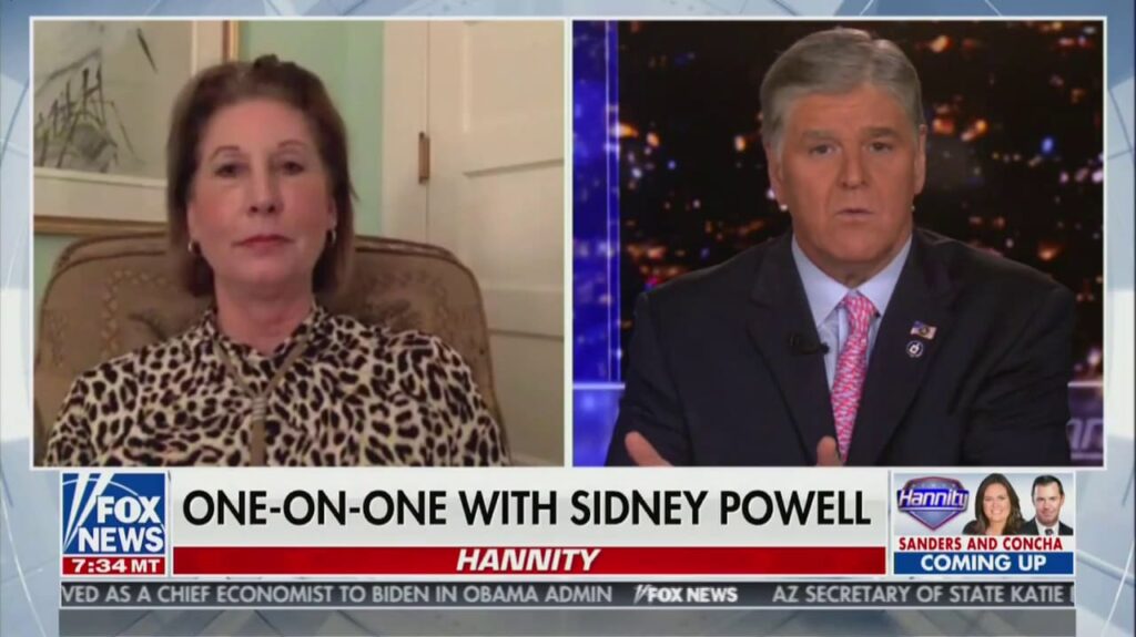 Hannity Credulously Buys Sidney Powell's Excuses for Lack of Evidence and Witnesses