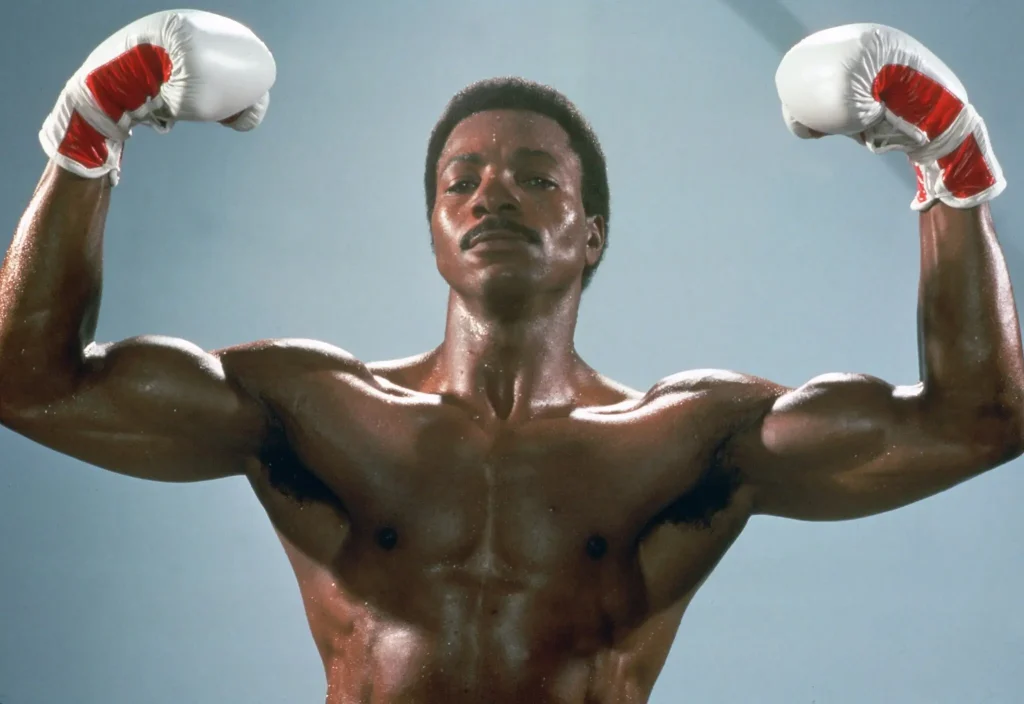 Carl Weathers as Apollo Creed in “Rocky IV” (1985). He was a key part of one of Hollywood’s most successful movie franchises.Credit...MGM, via Everett Collection